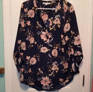 Floral navy blue blouse